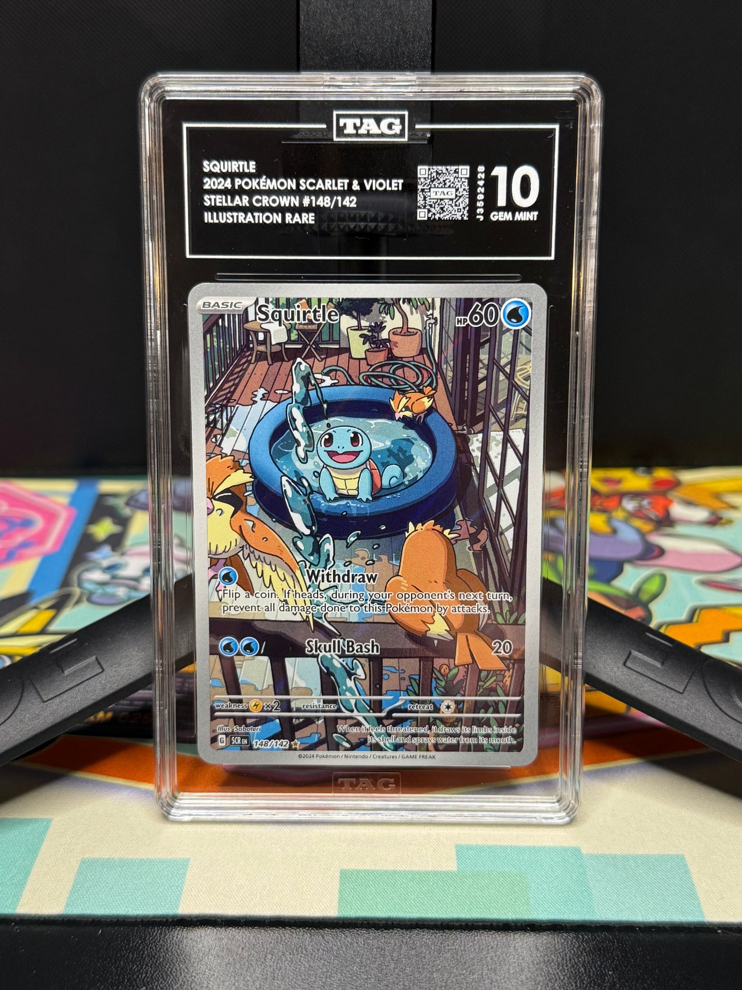 TAG 10, SQUIRTLE
2024 POKÉMON SCARLET & VIOLET
STELLAR CROWN #148/142
ILLUSTRATION RARE