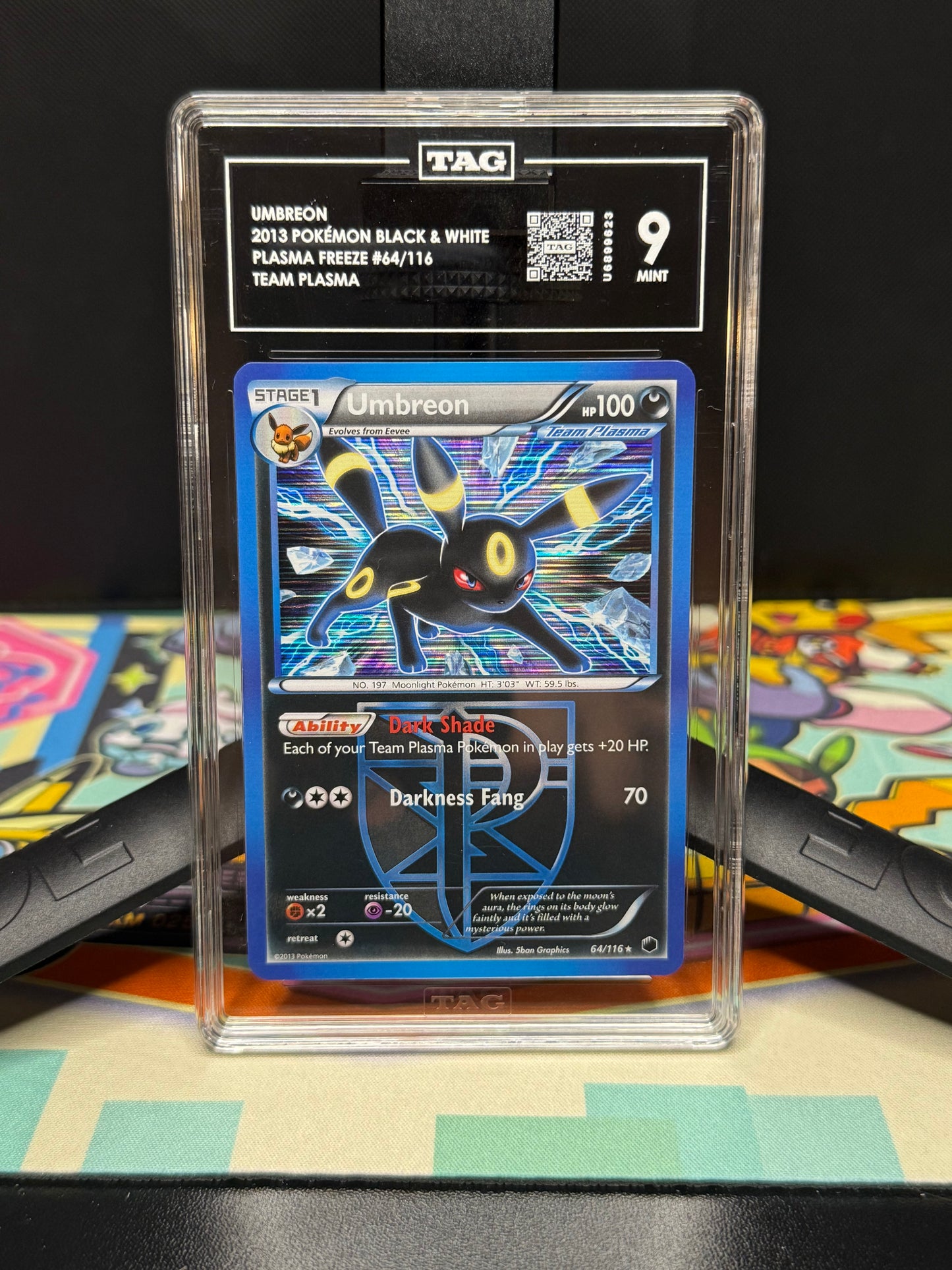 TAG 9, UMBREON
2013 POKÉMON BLACK & WHITE
PLASMA FREEZE #64/116
TEAM PLASMA - Holo