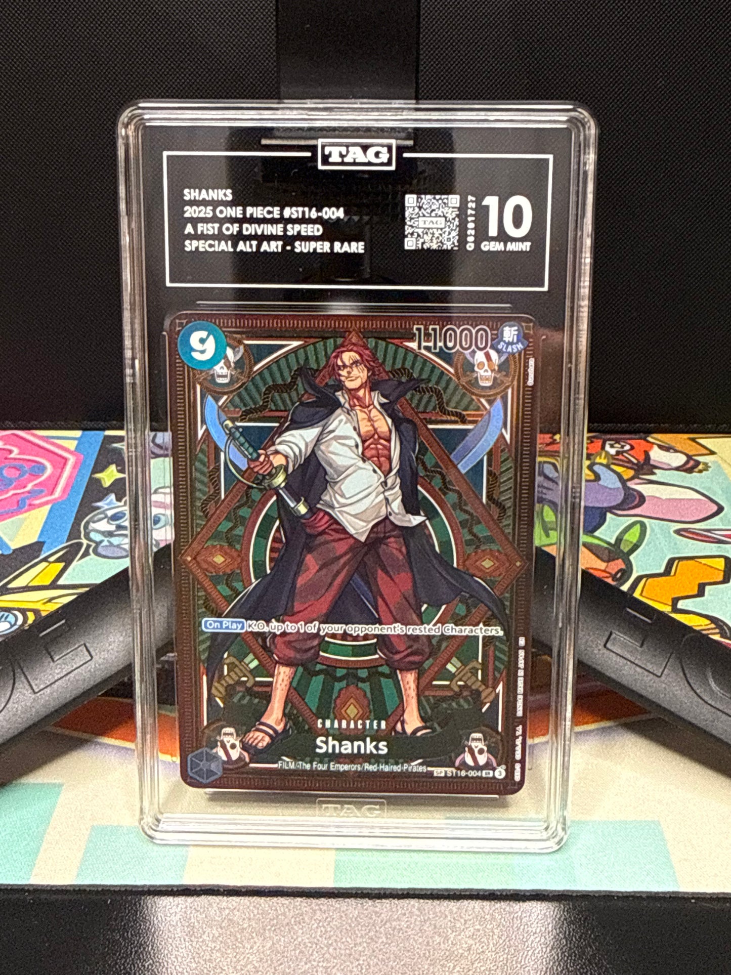 TAG 10, SHANKS
2025 ONE PIECE #ST16-004
A FIST OF DIVINE SPEED
SPECIAL ALT ART - SUPER RARE