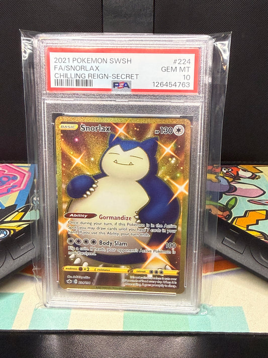 PSA 10, 2021 POKEMON SWSH
FA/SNORLAX
CHILLING REIGN-SECRET