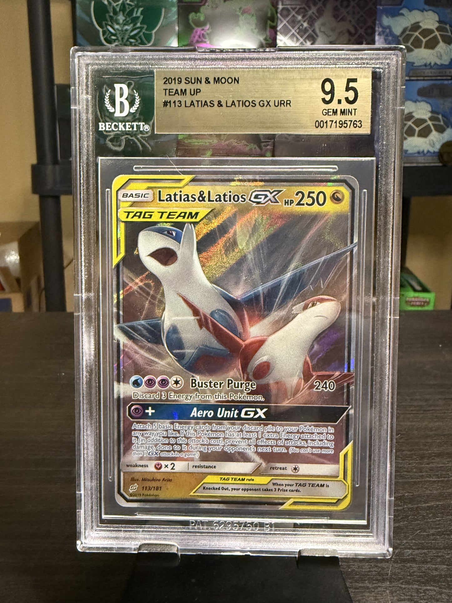 Latios & Latias GX #113, Beckett 9.5, Team UP