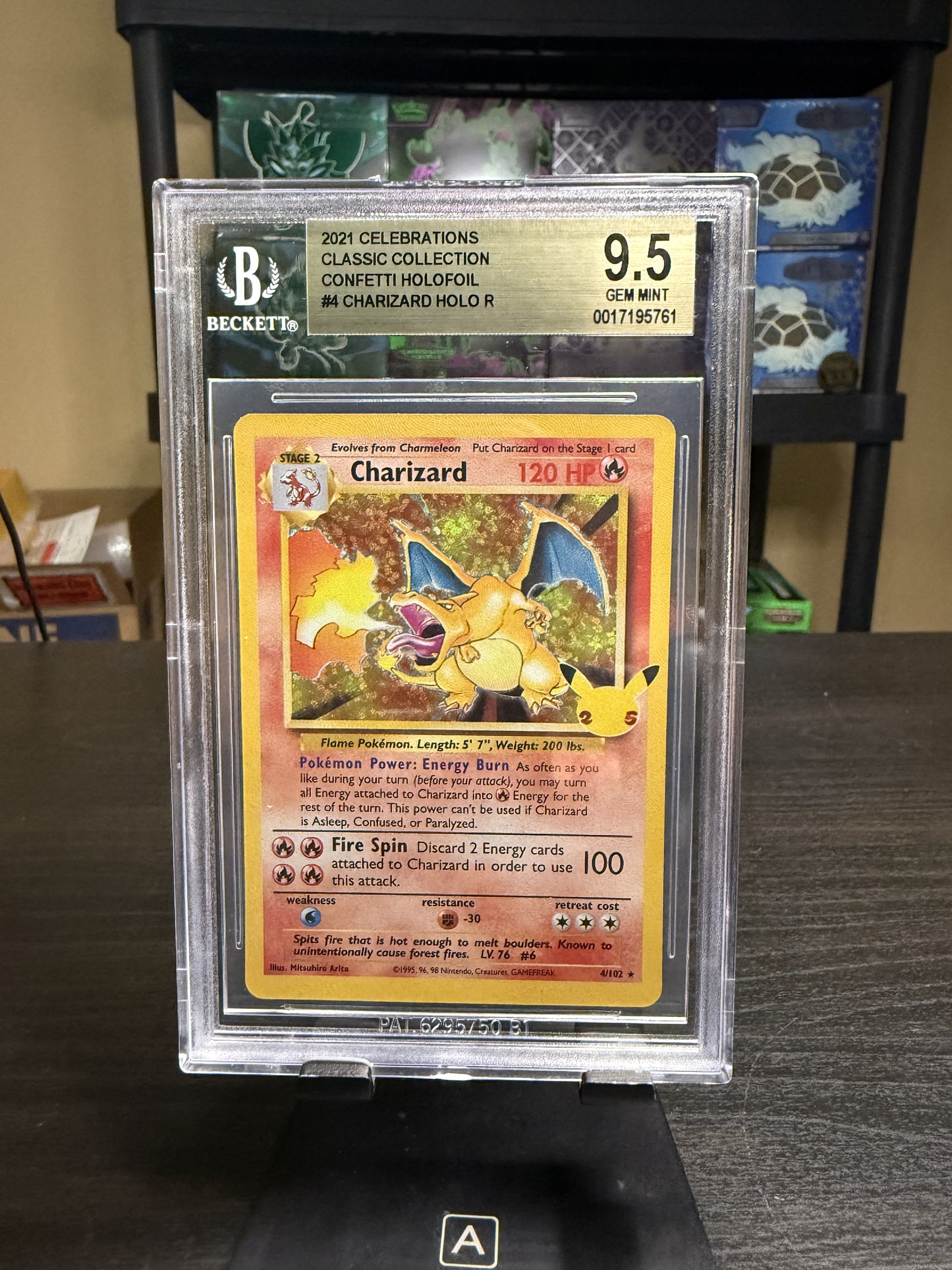 Holo Charizard #4, 2021 Celebration, Beckett 9.5