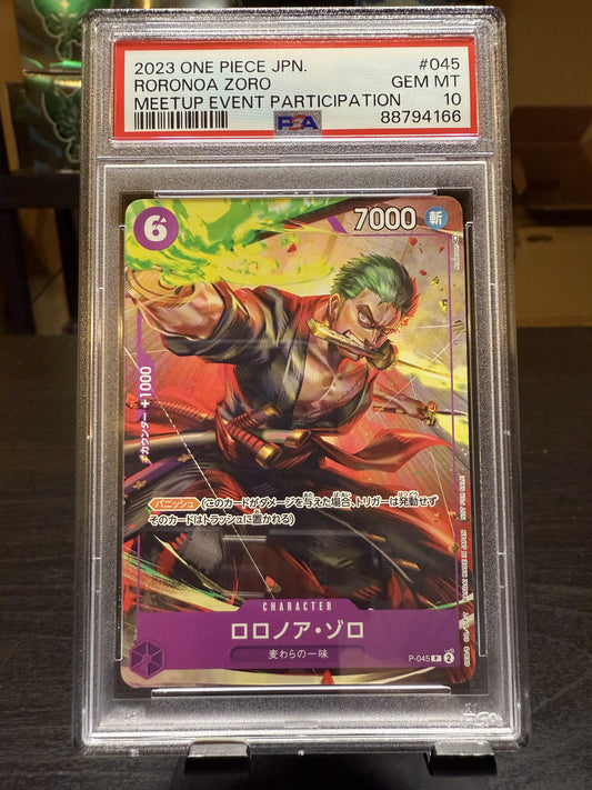 RORONOA ZORO, ONE PIECE JAPANESE PROMOS, MEETUP EVENT PARTICIPATION,  PSA 10